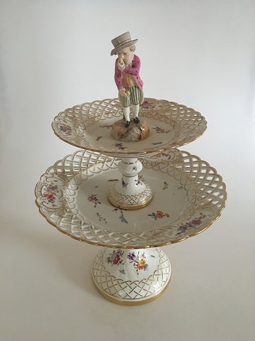 Royal Copenhagen Full Saxon Flower pedistal server with figurine 41cm