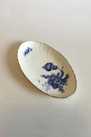 Royal Copenhagen Blå Blomst Svejfet med Guld Lille aflangt Fad No. 1689