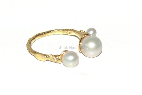 Designers Favorites ring, Sterling sølv Rhodium 18 karat guld belægning Ferskvandsperle 60