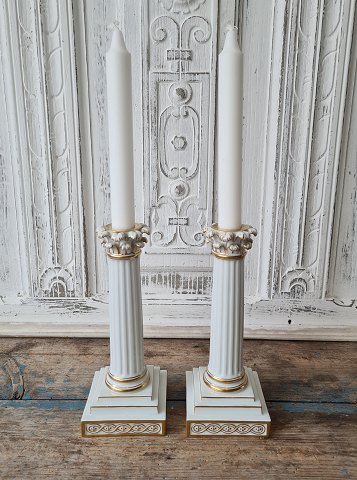 Royal Copenhagen pair of very beautiful pillar candlesticks Juliane Marie stamp no. 1016