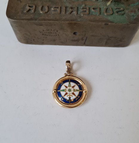 Maritime pendant in 18 kt gold & enamel