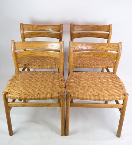 Set of four dining room chairs, Wicker seat, Børge Mogensen, C.M Madsen furniture factory, 1960Great condition