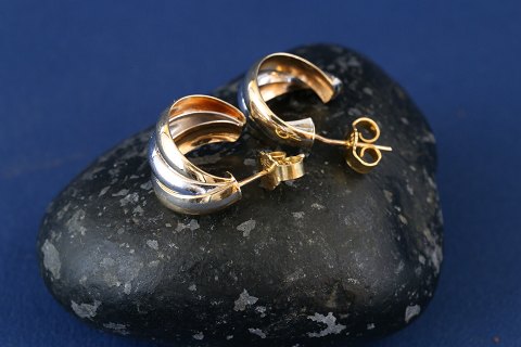 Earrings in 14 carat white gold / red gold,stamped 585.