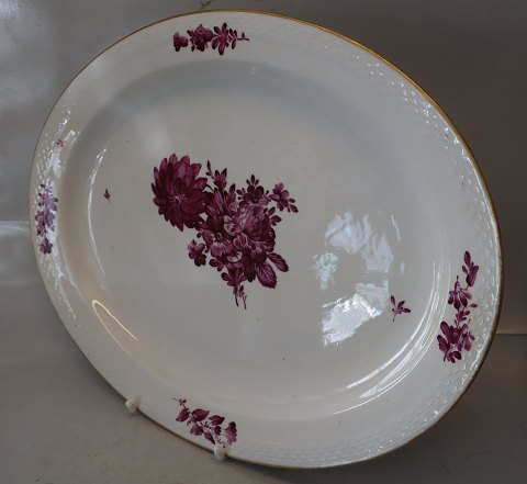 8020-427Large oval serving platter  43.5 x 33.5 cm Purple Danish Porcelain 
Purpur Flower with gold braided Tableware

