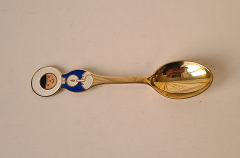 A.Michelsen Christmas spoon in gilded sterling silver with enamel 1969