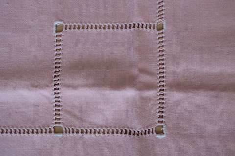 Old table clothWith embroidery in white- made by handAbout 117cm x 106cmIn a good condition