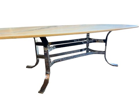 Marmor Bord - Rosafarvet - Stel Af Massivt Stål/Chrome - Illums Bolighus - 1980erneFlot stand