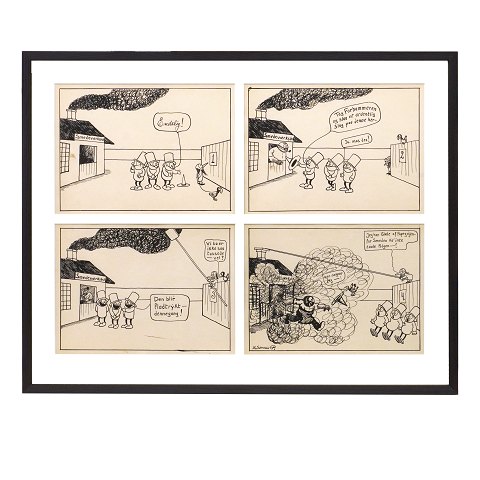 Robert Storm Petersen, 1882-1949. Four original 
drawings, ink & pencil, 1913-16. Size with frame: 
52x65cm