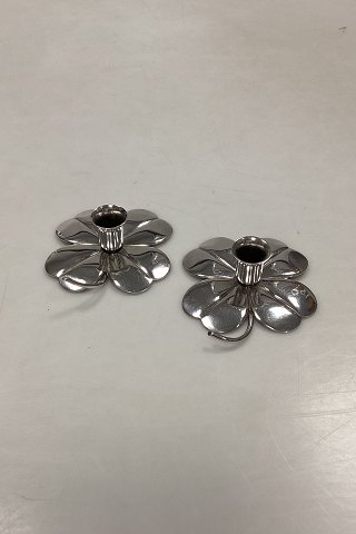 Pair of small silver plated candle holders from Kronen Sølvvarefabrik