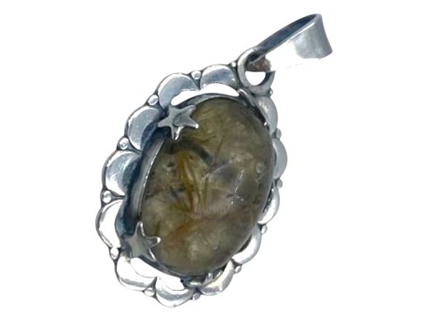 Large sterling silver pendant with rock crystal