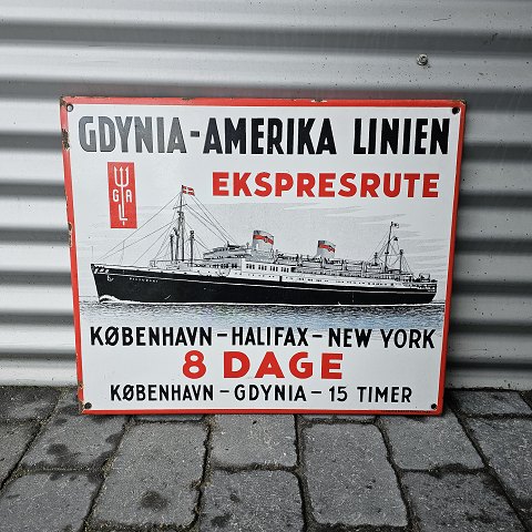 EmaljeskiltSkibsruteGdynia-America
