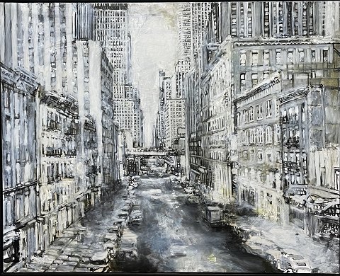 "Purple Appearance" Stort flot oliemaleri, monteret i sort svæveramme.