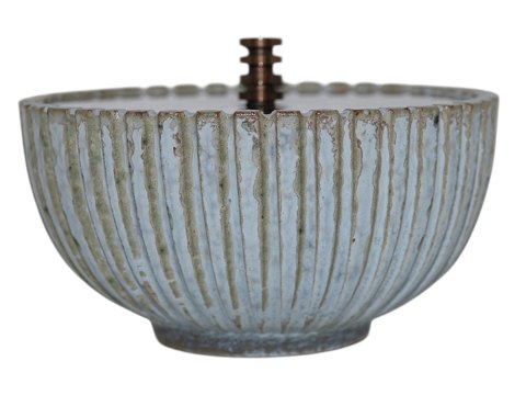 Arne Bang art potteryLight blue bowl with original bronze lid