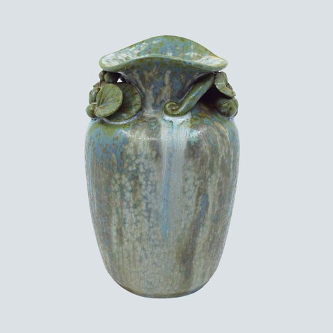 Arne Bang; Stoneware vase with green and blue glaze