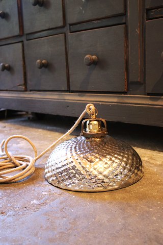 Sjælden antik 1800 tals fattigmandssølv loftslampe.Skærm dia.: 25cm...