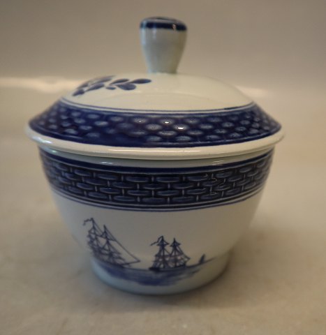 0953-46 Sugar bowl with lid 10 cm Aluminia Faience Tranquebar Navy # 46