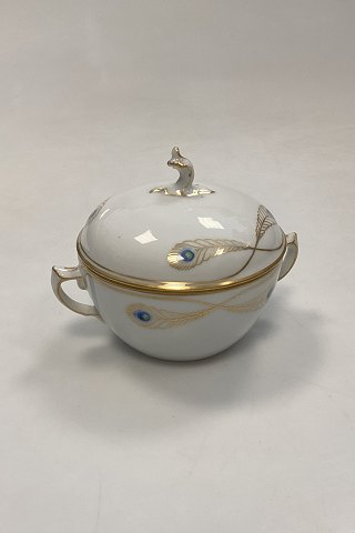 Royal Copenhagen Stel No. 118/9178 Sukkerskål Påfugl med Guldkant