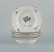 Royal Copenhagen Saxon Flower. Six deep plates in hand-painted porcelain with flowers and gold decoration.