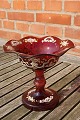 Bohemian glass.
Ruby red centerpiece or candy bowl on high stand 
with nice decoration