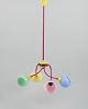 Murano, Italy. "Tutti Frutti" chandelier in colored metal, with mouth-blown polychrome glass shades.