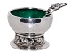 Georg Jensen Blossom Sterling SilverSalt jar with green enamel and salt spoon