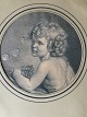 Kobberstik af 
J.F. Clemens - 
Dreng der 
blæser 
sæbebobler ...