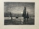 Radering af 
Carl Locher 
1899 - 
Måneopgang, 
Skagen.