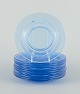 A set of ten 
blue glass 
plates.