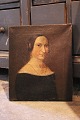 Decorative 19th century portrait of a woman, oil painting on canvas...