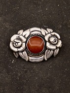 Art Nouveau 830 slv broche  med rav