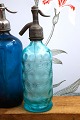 Decorative, rare French mini glass siphon from the early 1900s in turquoise blue...