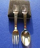 The little Match-Seller children's cutlery in Danish gold-plated solid silver. Set spoon & fork