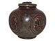 Royal Copenhagen art potteryLidded bowl with faces by Jais
