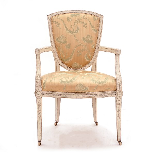 A Danish late 18th century armchair in the manner of Lillies. Denmark circa 1780-90. H: 94cm. H S: 47cm. W: 60cm. D: 50cm