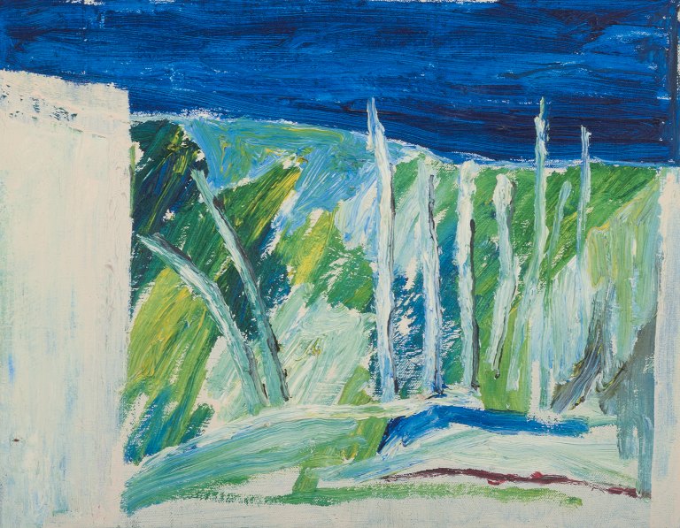 Örjan Wikström, born 1948, Swedish artist, active in Stockholm and Paris, oil on canvas.Abstract composition.