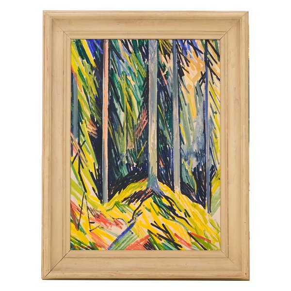 William Scharff maleri; William Scharff, 1886-1959, olie på lærred. Motiv fra Tisvilde Hegn;Signeret William Scharff.Lysmål: 69x49cm. Med ramme: 88x68cm