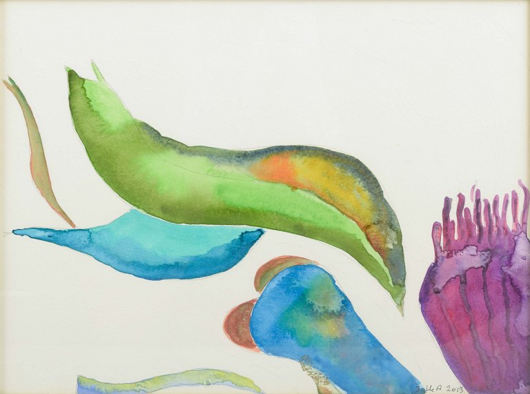 Jytte Abildstrøm (1934–2025)
Komposition, 2013.
Akvarel på papir.