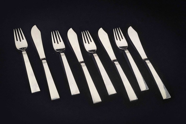 Georg Jensen
Fiskebestik til 4 personer, “Blok / Acadia”.
Sterlingsølv, 1933–44.