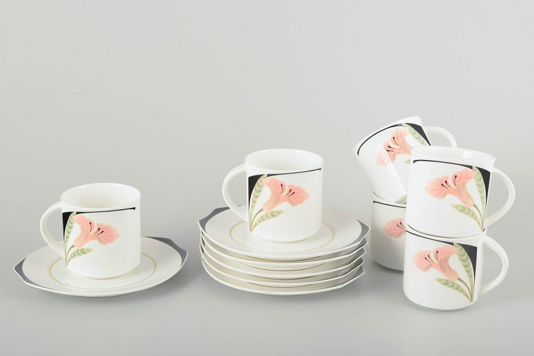 Villeroy & Boch6 kopper med underkopper “Iris”, 1980’erne.