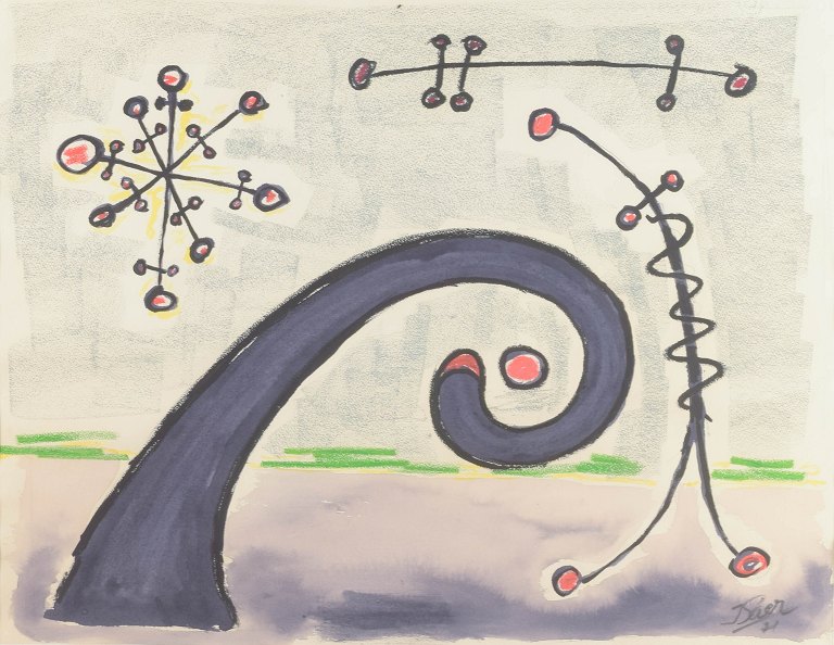 Ukendt kunstner Akvarel, 1971.