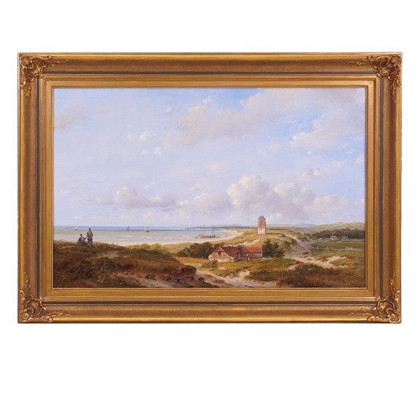 Holländische Landschaftspartie von Andreas Schelfout, 1787-1870, Öl auf Holz. Signert A. Schelfout. Lichtmasse:  44x68cm. Mit Rahmen: 59x83cm