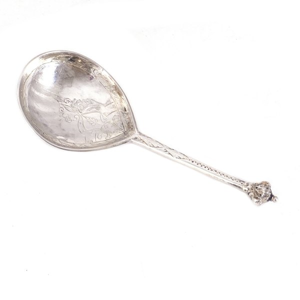 Mid 17th century Norwegian silver spoon by Christopher Lauritzen, Tønsberg, Norway, circa 1640-50. L: 14,5cm