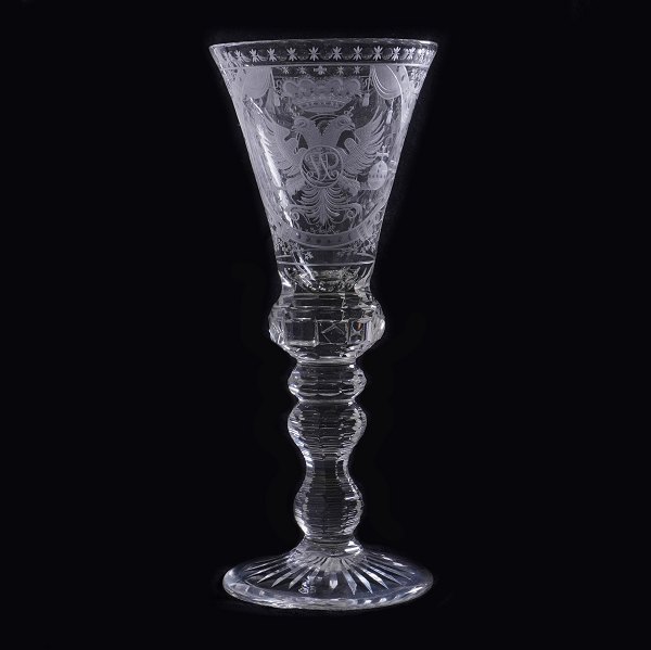 German Glass goblet. H: 28cm