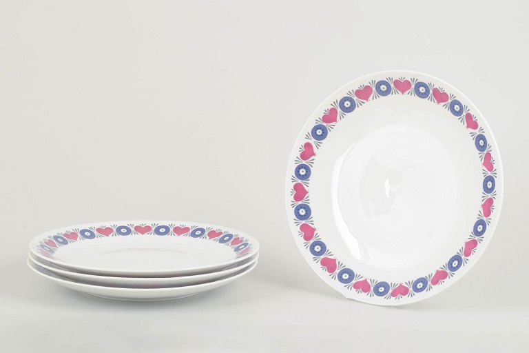 Marianne Westman for Rörstrand.Set of 4 dinner plates, Silja model, 1960s.