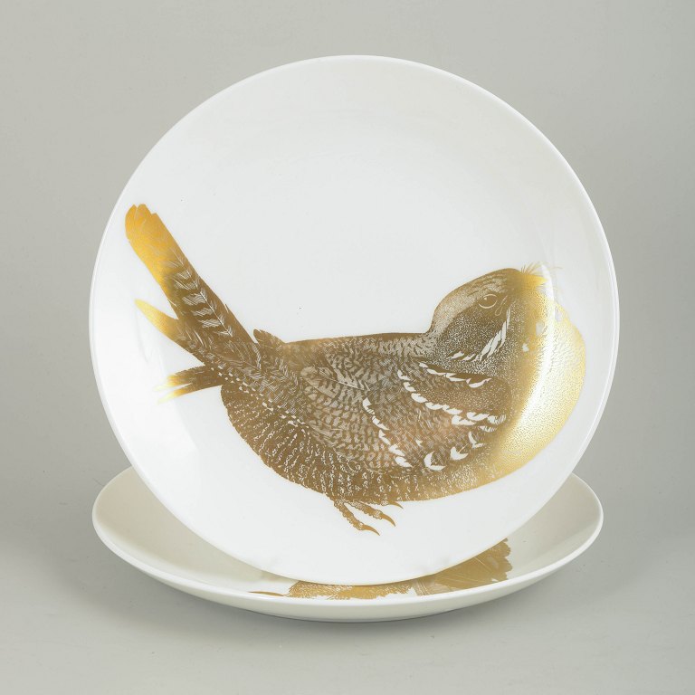 Paul Hoff for Gustavsberg, “Arter i fara”, sæt med to tallerkener.