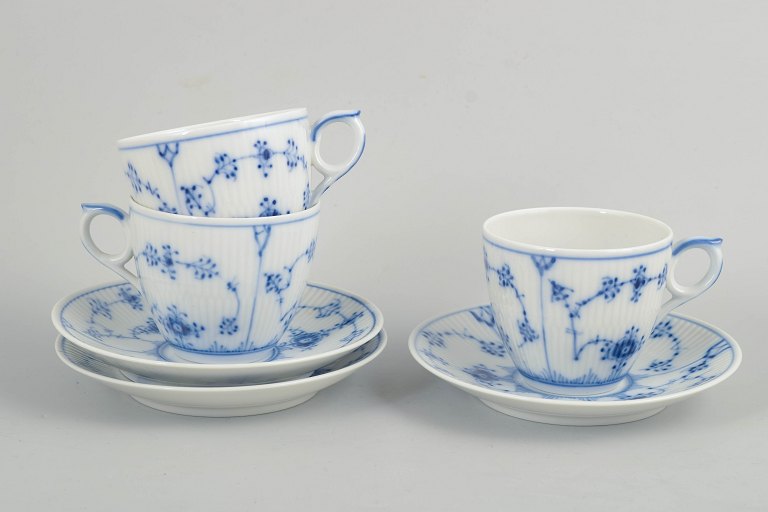 Royal Copenhagen, Blue Fluted Plain, coffee set for 3 persons.