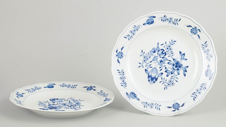 Meissen Blue Orchid, set of two dinner plates.