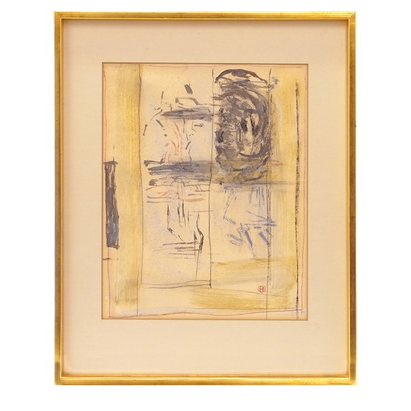 Preben Hornung, 1919-89, mixed media. signed. Visible size: 40x31cm. With frame: 57x45,5cm