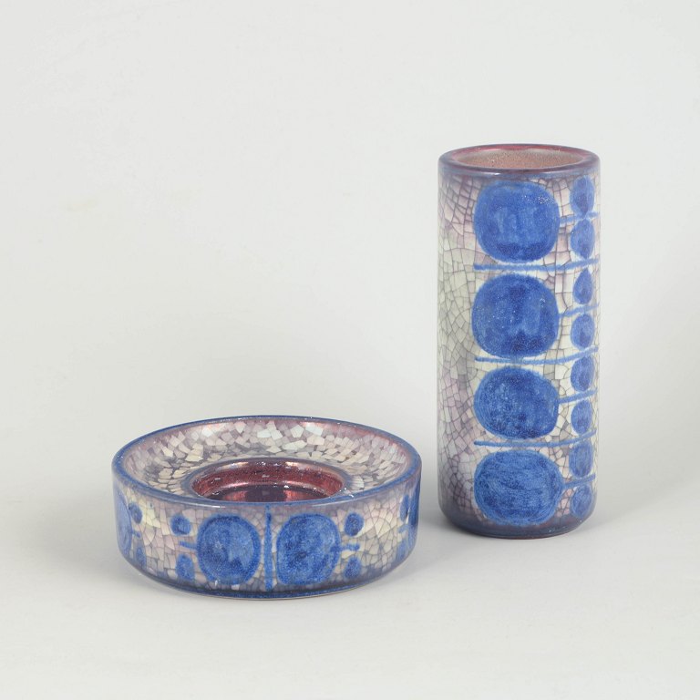 Marianne Starck for Michael Andersen, Bornholm, lysestage og vase.