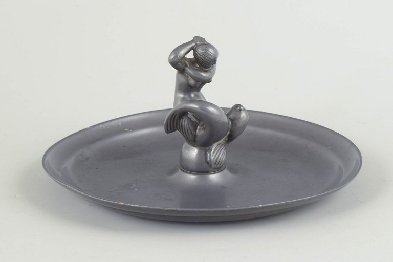 Just Andersen, art deco dish with mermaid figure.